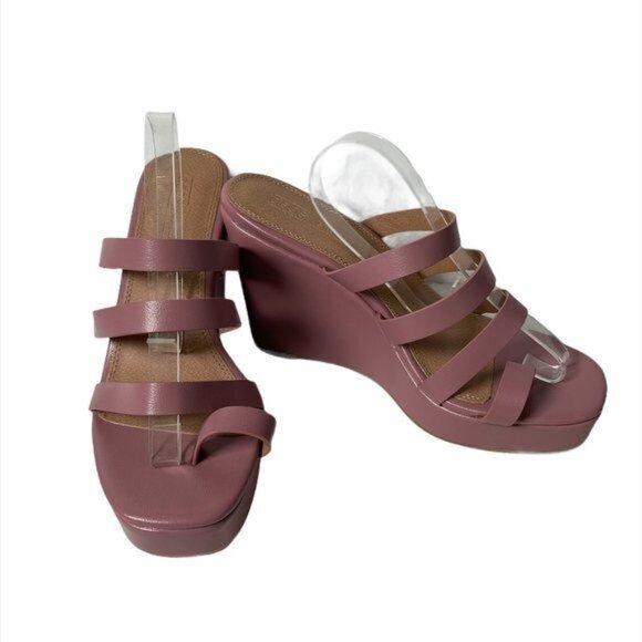 NWOB ASOS Design Trial Toe Loop Blush Pink Wedge Sz 7 - Picture 2 of 6